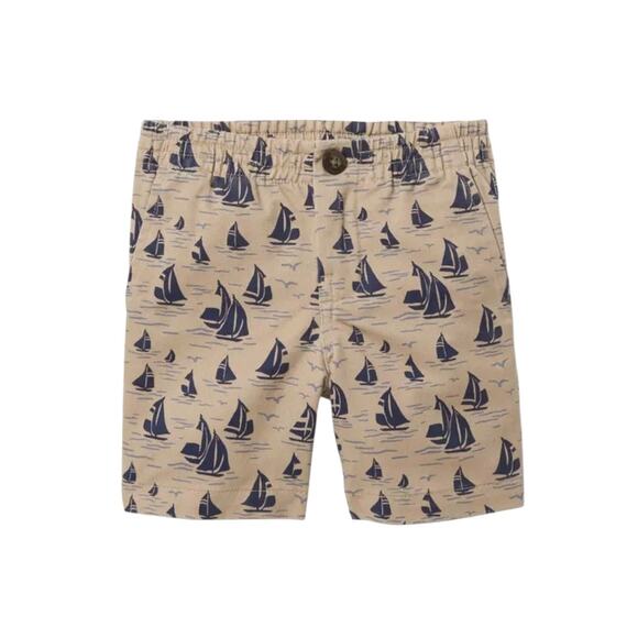 Janie and jack shorts infants size 6 ton12 months brown khaki twill sailboat - Picture 1 of 9